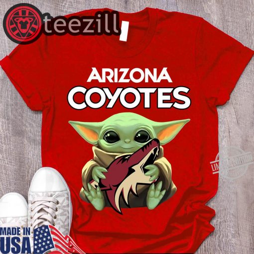 Arizona Coyotes Logo Hug Baby Yoda Shirts