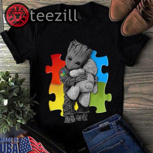 Autism Awareness Baby Groot Hug Bear T Shirt