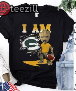 Baby Groot I Am Green Bay Packers Tshirts