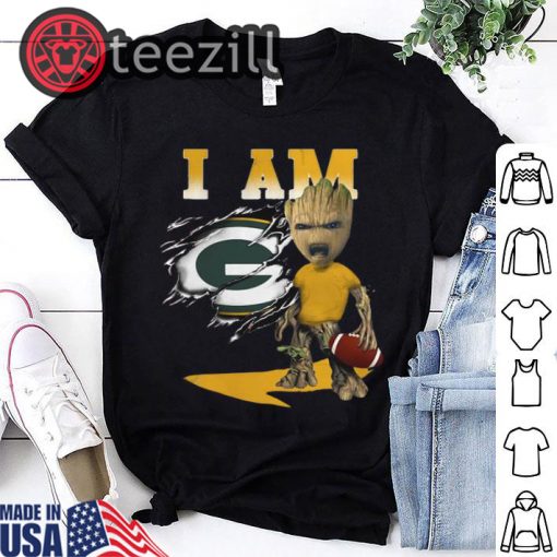 Baby Groot I Am Green Bay Packers Tshirts