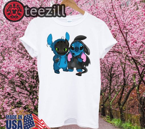 Baby Toothless and baby Stitch Kids T-shirt
