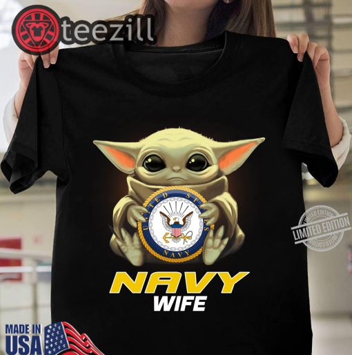 Baby Yoda And Navy Wife Logo TShirt