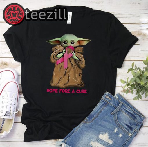 Baby Yoda Cancer Awareness Hope For A Cure T-shirt