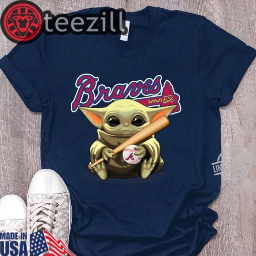 Baby Yoda Holding Braves Ball Shirt Tshirt
