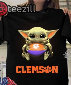 Baby Yoda Hug Clemson Ball Shirt Unisex Tee