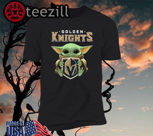 Baby Yoda Hug Golden Knights Shirt T-shirt