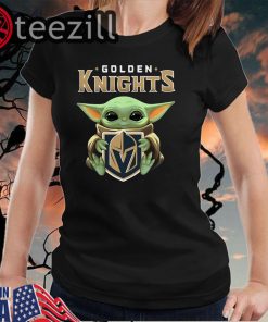 Baby Yoda Hug Golden Knights Shirt T-shirts