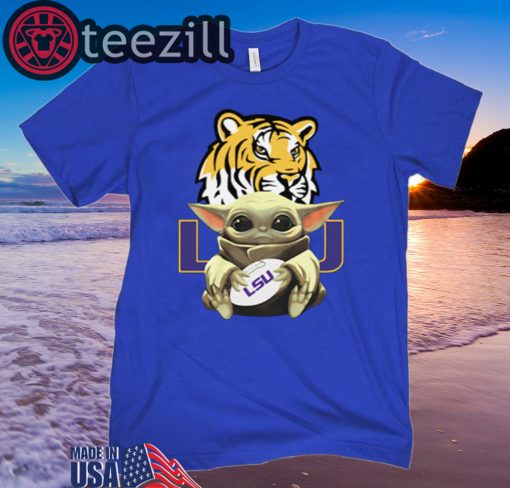 Baby Yoda Hug LSU Tigers Shirt Ladies T-Shirt