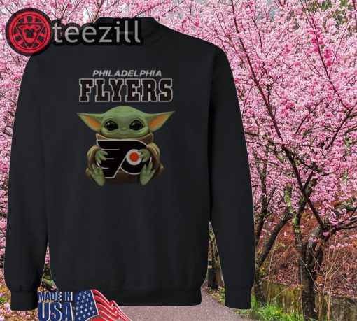 Baby Yoda Hug Philadelphia Flyers Sweatershirt