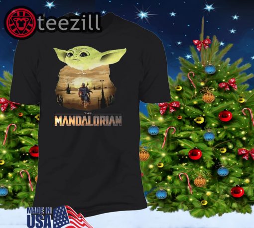 Baby Yoda Sunset The Mandalorian Tee Shirt