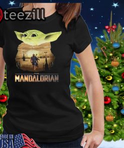 Baby Yoda Sunset The Mandalorian Tee Shirts