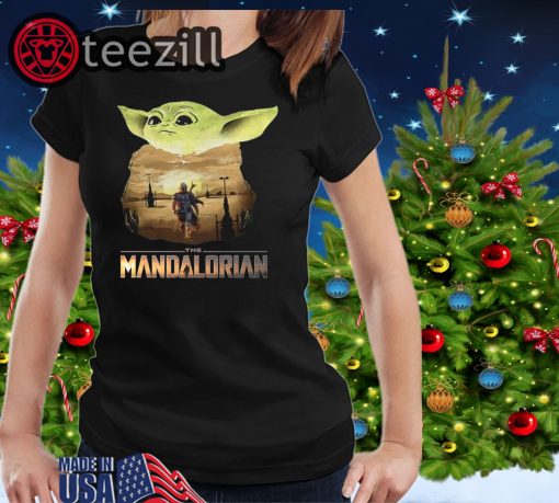 Baby Yoda Sunset The Mandalorian Tee Shirts