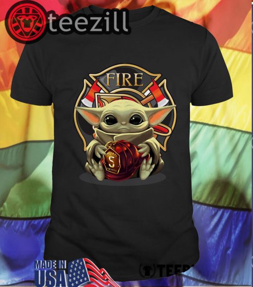 Baby Yoda hug Firefighter Fire Classic T shirt