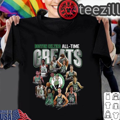 Boston Celtics All-Time Greats player signature Tshirt