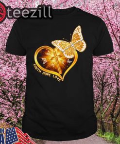 Christian Heart Butterfly Faith Hope Love Tshirt