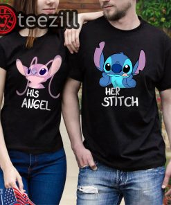 Men Her Stitch and Women's His Angel Disney T-Shirt