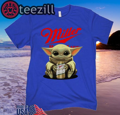 Miller High Life Beer hug Baby Yoda T-shirt