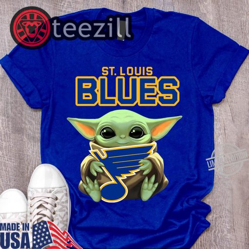 New Baby Yoda Hug St. Louis Blues Logo Shirt Tshirt