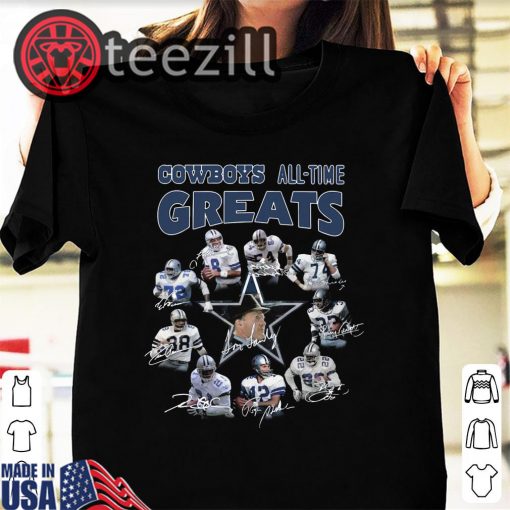 Official Dallas Cowboys All Time Great Signatures Tshirts