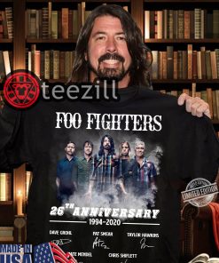 Official Foo Fighters 26th Anniversary And Signatures Shirt