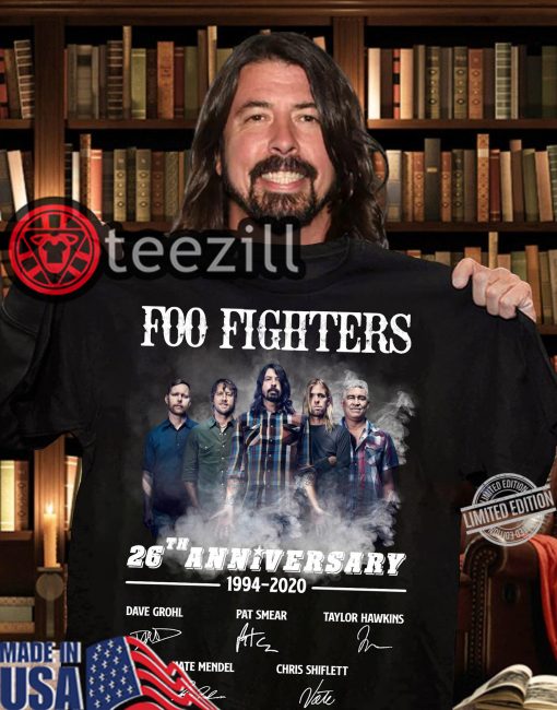 Official Foo Fighters 26th Anniversary And Signatures Shirt
