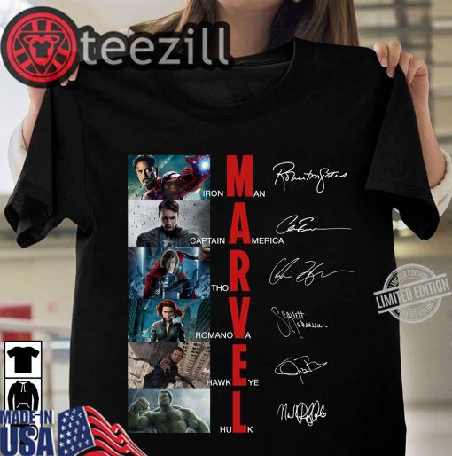 Official Marvel Avengers EndGame Poster Signature Shirt Tshirt