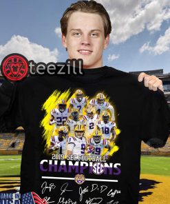 Officiall Lsu Tigers Players 2019 Sec Football Champions Signatures Tshirt