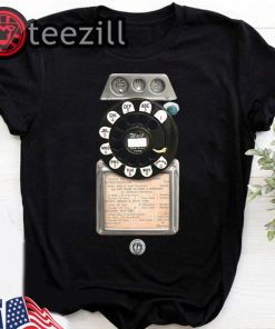 Retro rotary phone dial on graphic t-shirt