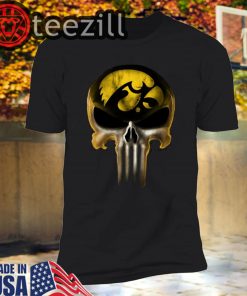 Skull Iowa Hawkeyes The Punisher Mashup NCAA Football Tshirt