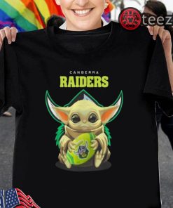 Star Wars Baby Yoda hug Canberra Raiders Tshirts