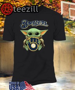 Star Wars Baby Yoda hug Milwaukee Brewers Shirt Tshirt