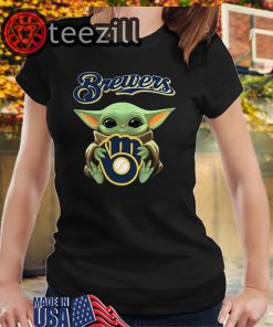 Star Wars Baby Yoda hug Milwaukee Brewers Shirt Tshirts