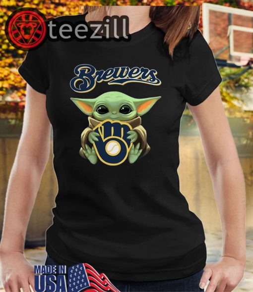 Star Wars Baby Yoda hug Milwaukee Brewers Shirt Tshirts