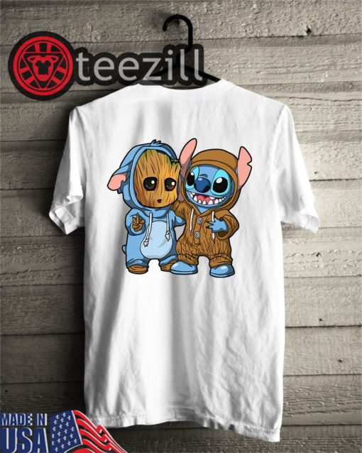 Stitch And Baby Groot Shirts
