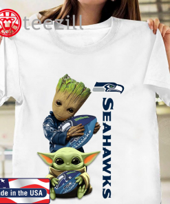 Baby Groot And Baby Yoda Hug Seahawks TShirt