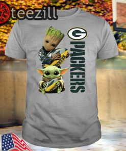 Baby Groot And Yoda Hug Green Bay Packers Shirt