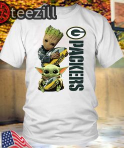 Baby Groot And Yoda Hug Green Bay Packers Shirts