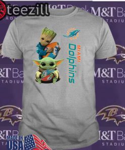 Baby Yoda And Groot Miami Dolphins Gift Shirt