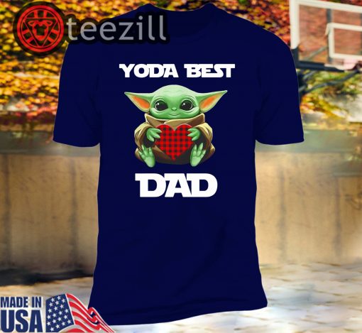 Baby Yoda hugging heart Yoda Best Dad Tshirt