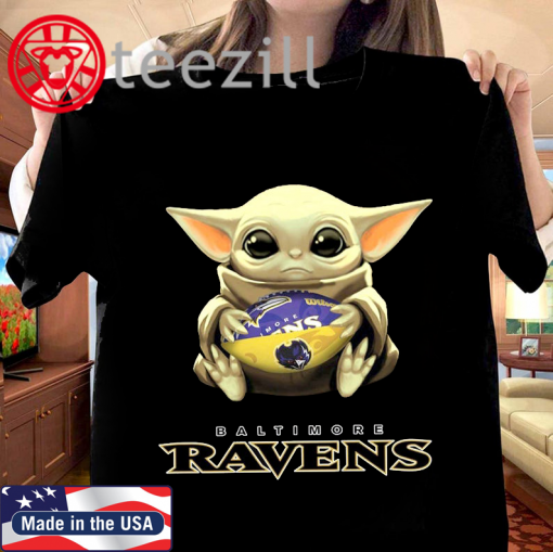 Baltimore Ravens Baby Yoda Funny Football Fan T-shirt