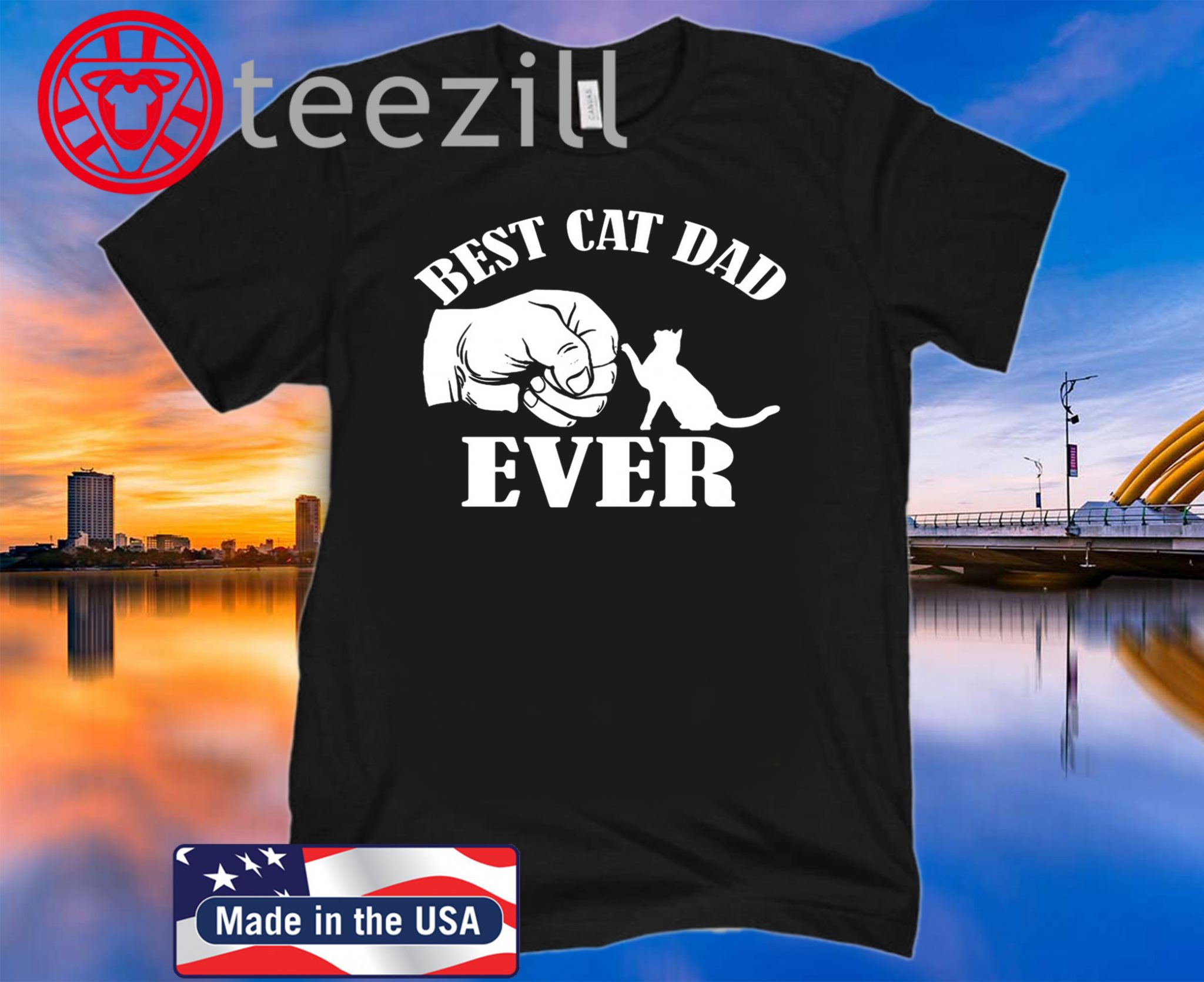 Best Cat Dad Ever 2020 Paw Fist Bump Tshirt TeeZill