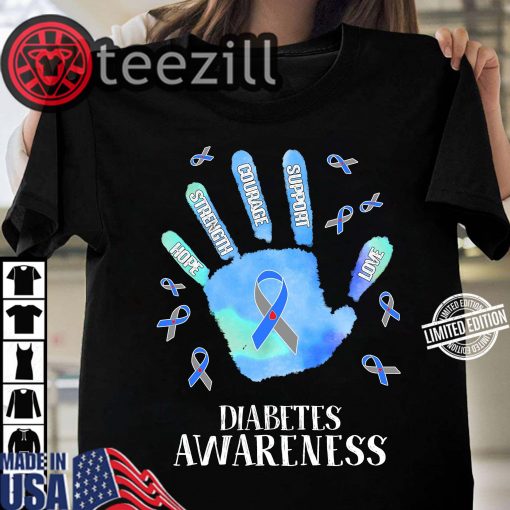 Diabetes Awareness Hope Strength Courage Support Love Shirts