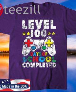 Level 100 days of school completed Video Gamer for Boys Kids T-Shirt