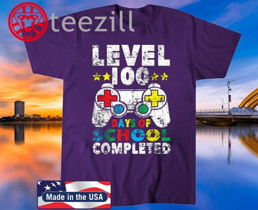 Level 100 days of school completed Video Gamer for Boys Kids T-Shirt