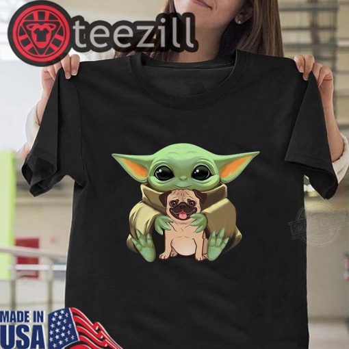 Official Baby Yoda Hug Pug Dog Shirt