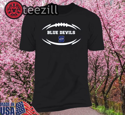 Stout Blue Devils Modern Football 2 Mascot Logo TShirt