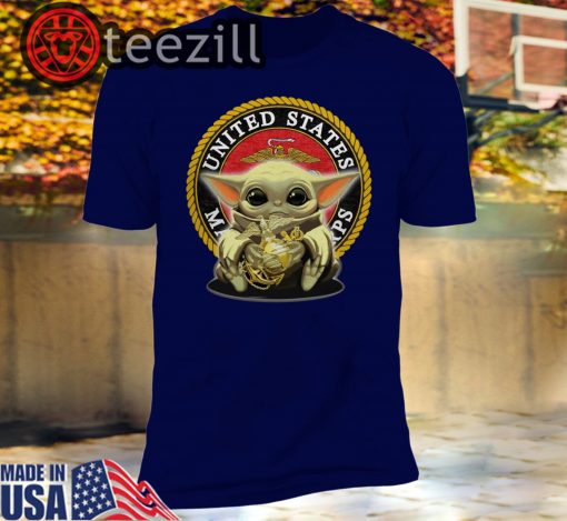 United States Marines Corps Veteran Baby Yoda Tshirt