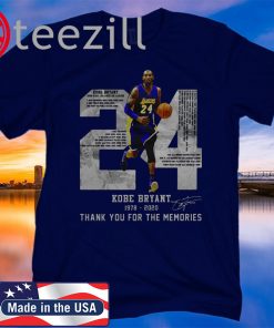 Kobe Bryant Thank You For The Memories TShirt Limited Edition