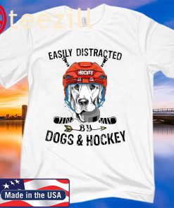 Easily Distracted By Dogs And Hockey T-Shirt