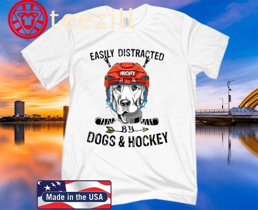 Easily Distracted By Dogs And Hockey T-Shirt